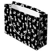 Grand Sac Cadeau Silhouette de chat noir et blanc (Dos Angle)