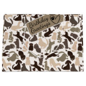 Grand Sac Cadeau silhouette de chien dans divers pose sans couture (Devant)