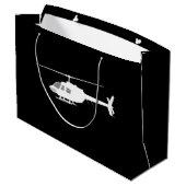 Grand Sac Cadeau Silhouette de coupe d'hélicoptère noir (Dos Angle)