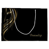 Grand Sac Cadeau Silhouette or fille sur noir (Dos)