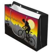 Grand Sac Cadeau Silhouette VTT Fête des pères heureuse (Devant Angle)