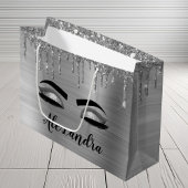Grand Sac Cadeau Silver Glitter Sparkle Eyelashes Monogram