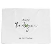 Grand Sac Cadeau Simple Calligraphie Script Sage Green Heart Mariag (Devant)