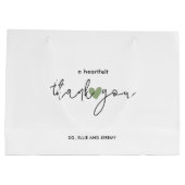 Grand Sac Cadeau Simple Calligraphie Script Sage Green Heart Mariag (Dos)