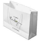 Grand Sac Cadeau Simple Calligraphie Script Sage Green Heart Mariag (Devant Angle)