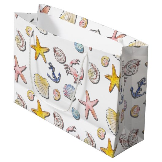 Grand Sac Cadeau Simple Conception de plage mignonne  (Devant Angle)