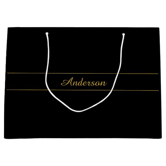 Grand Sac Cadeau Simple Customizable Gold & Black Text Design (Devant)