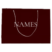 Grand Sac Cadeau Simple Dark Red & White Custom Script Nom  (Dos)