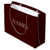 Grand Sac Cadeau Simple Dark Red & White Custom Script Nom  (Dos Angle)