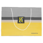 Grand Sac Cadeau Simple deux tons jaune et gris Initiales Monogramm (Dos)