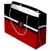 Grand Sac Cadeau Simple deux tons Noir et Rouge Initiales Monogramm (Dos Angle)