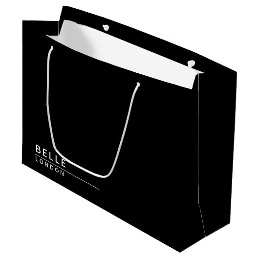 Grand Sac Cadeau Simple Entreprise Moderne Noir (Devant Angle)