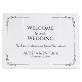 Grand Sac Cadeau Simple Mariage noir et blanc (Devant)