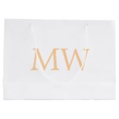 Grand Sac Cadeau simple minimal ajouter nom monogramme orange bleu  (Dos)