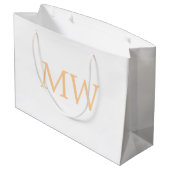 Grand Sac Cadeau simple minimal ajouter nom monogramme orange bleu  (Dos Angle)