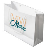 Grand Sac Cadeau simple minimal ajouter nom monogramme orange bleu  (Devant Angle)