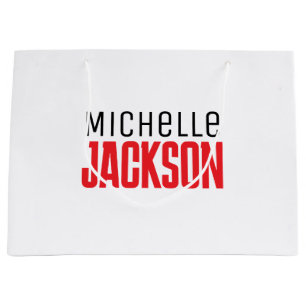 Grand Sac Cadeau Simple minimaliste Moderne Votre Nom Message