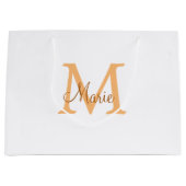 Grand Sac Cadeau simple minimum ajouter nom monogramme orange brun  (Devant)