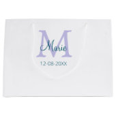 Grand Sac Cadeau simple minimum ajouter nom monogramme violet vert  (Devant)