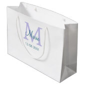 Grand Sac Cadeau simple minimum ajouter nom monogramme violet vert  (Dos Angle)