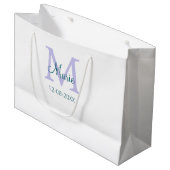 Grand Sac Cadeau simple minimum ajouter nom monogramme violet vert  (Devant Angle)