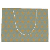 Grand Sac Cadeau Simple Sage Green & Star Gold Christmas (Dos)
