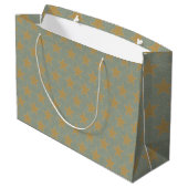 Grand Sac Cadeau Simple Sage Green & Star Gold Christmas (Dos Angle)