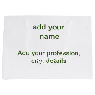 Grand Sac Cadeau Simple vert minimal ajouter votre nom de texte pho