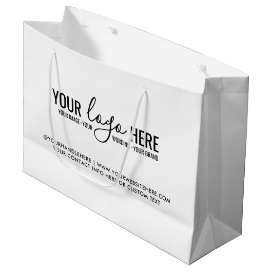Grand Sac Cadeau Simple Your Logo Event Business Branding (Devant Angle)