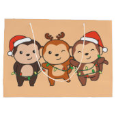 Grand Sac Cadeau Singe Noël Animaux de Noël Mignons Singes La (Dos)