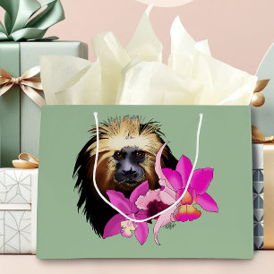 Grand Sac Cadeau Singe tamarin, Lion à tête dorée