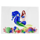 Grand Sac Cadeau Sirène Bleu Profond (Dos)