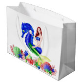 Grand Sac Cadeau Sirène Bleu Profond (Dos Angle)