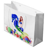 Grand Sac Cadeau Sirène Bleu Profond (Devant Angle)
