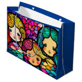 Grand Sac Cadeau Sirènes en verre coloré (Devant Angle)