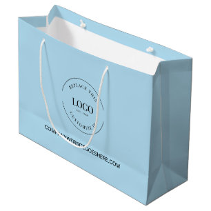 Grand Sac Cadeau Site Web de l'Entreprise Bleu Clair Votre Logo