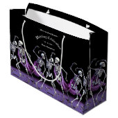 Grand Sac Cadeau Skeletons de danse gothique violet Mariage Éffraya (Dos Angle)