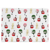 Grand Sac Cadeau Ski d'hiver Gondola retro blanc (Dos)