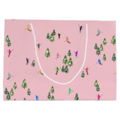 Grand Sac Cadeau Skieurs roses Ski d'ouverture Noël Ski de vacances (Dos)
