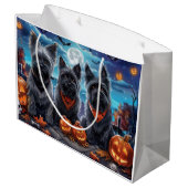 Grand Sac Cadeau Skye Terrier Halloween Épouvantable (Dos Angle)