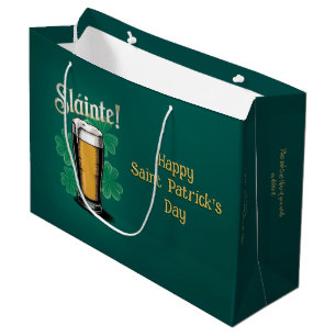 Grand Sac Cadeau Slàinte ! Saint Patrick's Day Pint of Beer on Gree