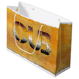 Grand Sac Cadeau SlipperyJoe's petit ours mots or brun brun blanc