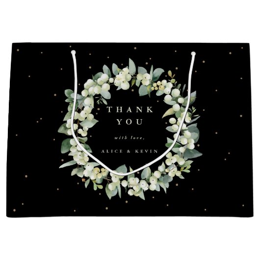 Grand Sac Cadeau Snowberry+Eucalyptus Noël/Merci de vacances (Devant)