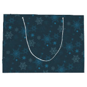 Grand Sac Cadeau Snowflake hiver bleu sans couture motif (Dos)