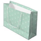 Grand Sac Cadeau Snowing - White Snowflakes cadeau vert menthe de m (Devant Angle)