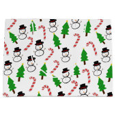 Grand Sac Cadeau Snowman Candy Cane Christmas Tree (Devant)