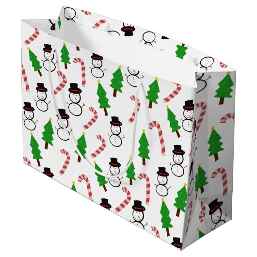 Grand Sac Cadeau Snowman Candy Cane Christmas Tree (Dos Angle)