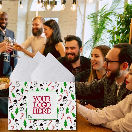 Grand Sac Cadeau Snowman Candy Cane Christmas Tree Employee