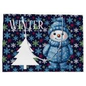 Grand Sac Cadeau Snowman d'hiver (Dos)