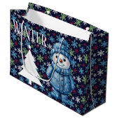 Grand Sac Cadeau Snowman d'hiver (Devant Angle)